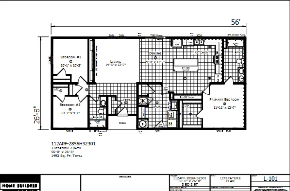Easton β 3 bed 2 bath manufactured home floor plan
