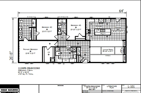 Fillmore β 3 bed 2 bath manufactured home floor plan