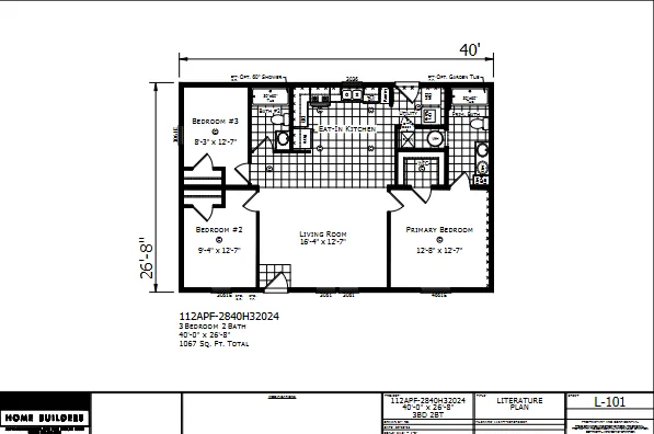 Monroe β 3 bed 2 bath manufactured home floor plan