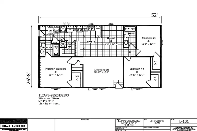 Pierre β 3 bed 2 bath manufactured home floor plan