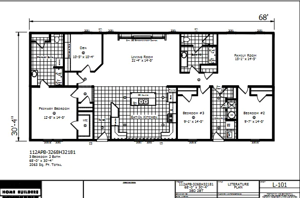 Shelby β 3 bed 2 bath manufactured home floor plan