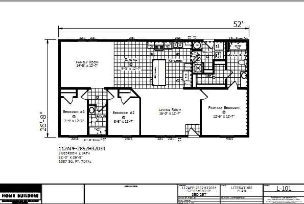 Ventura β 3 bed 2 bath manufactured home floor plan