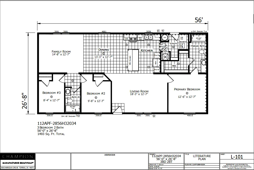 Ventura β 3 bed 2 bath manufactured home floor plan