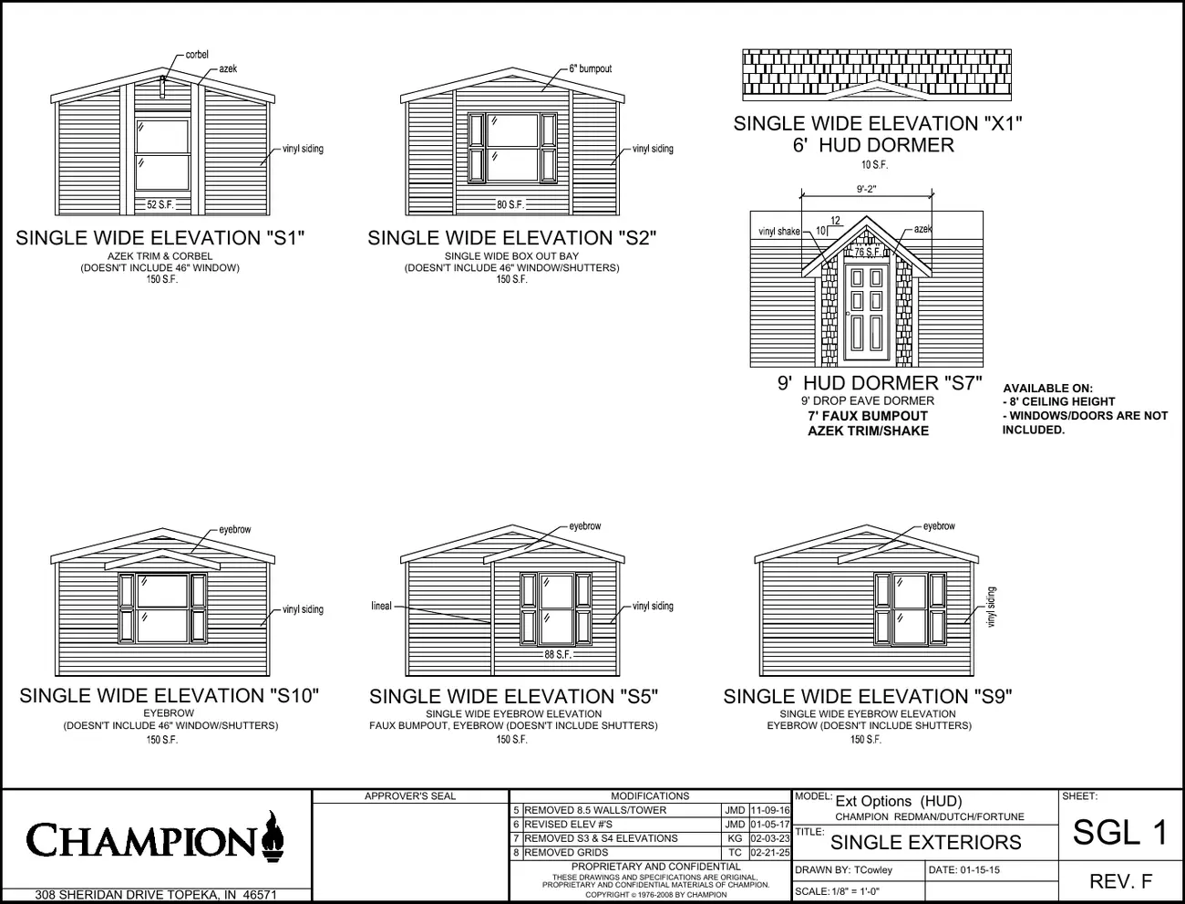 Click to enlarge Single-wide exteriors (HUD) β Champion factory drawing 1 of 9