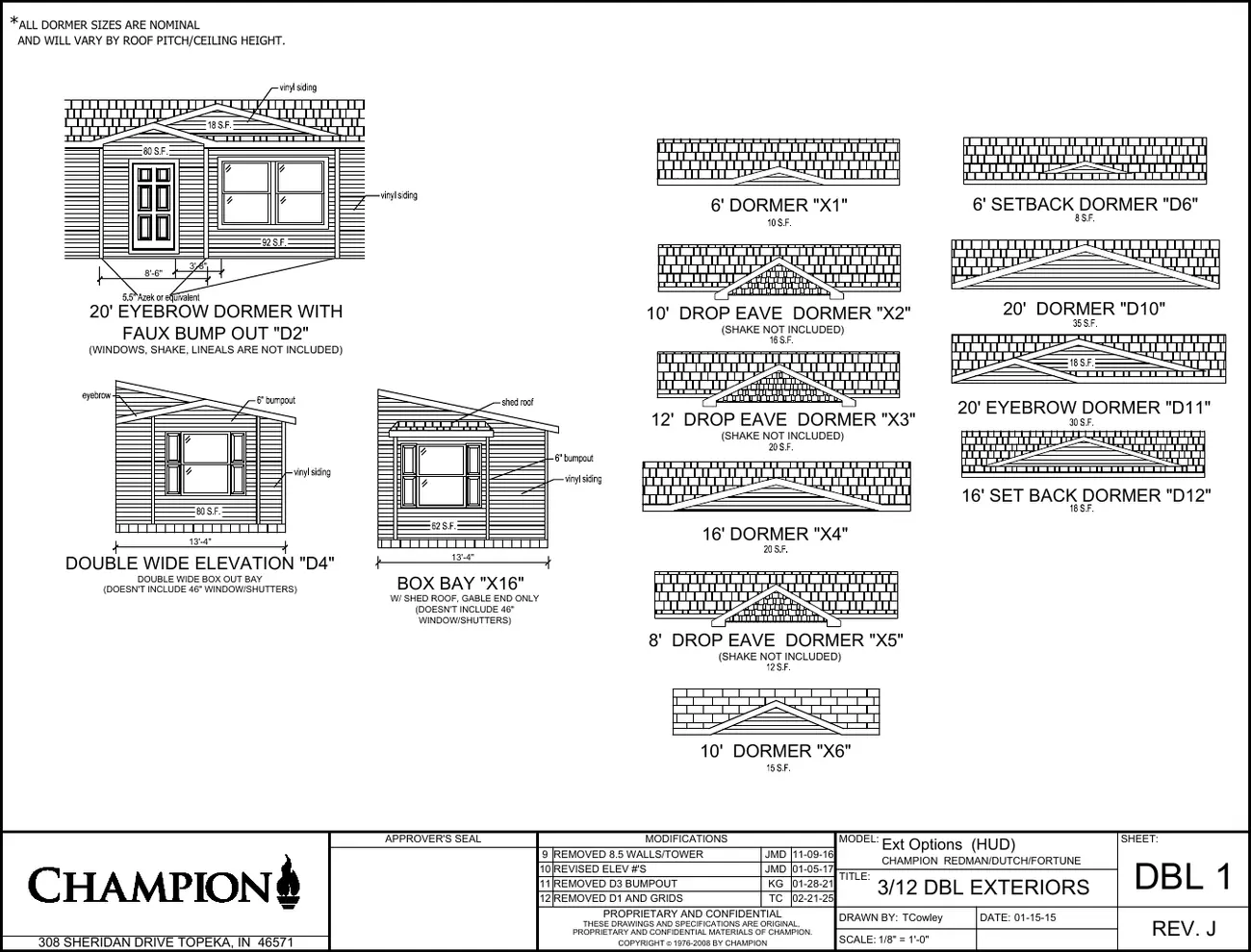 Click to enlarge Single-wide exteriors (HUD) β Champion factory drawing 2 of 9