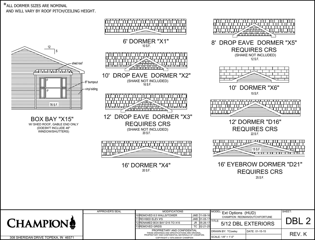 Click to enlarge Single-wide exteriors (HUD) β Champion factory drawing 3 of 9