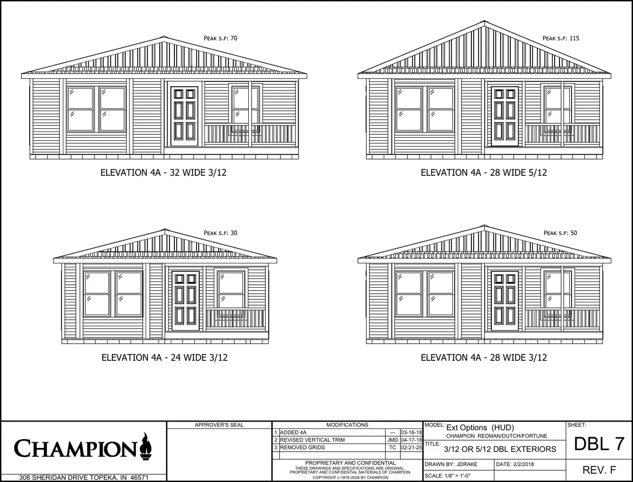 Click to enlarge Single-wide exteriors (HUD) β Champion factory drawing 8 of 9