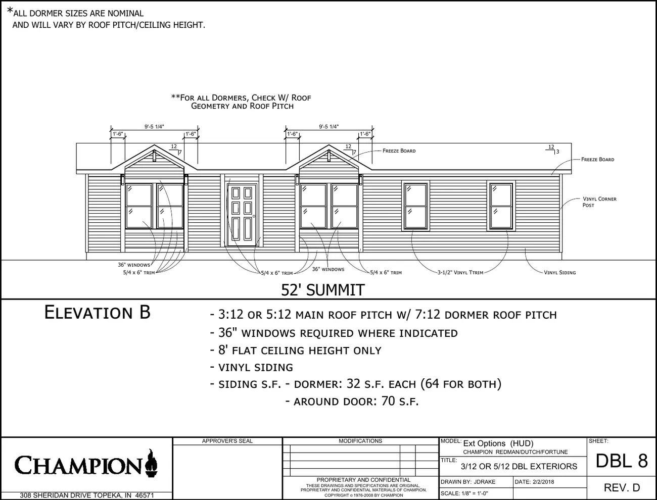 Click to enlarge Single-wide exteriors (HUD) β Champion factory drawing 9 of 9