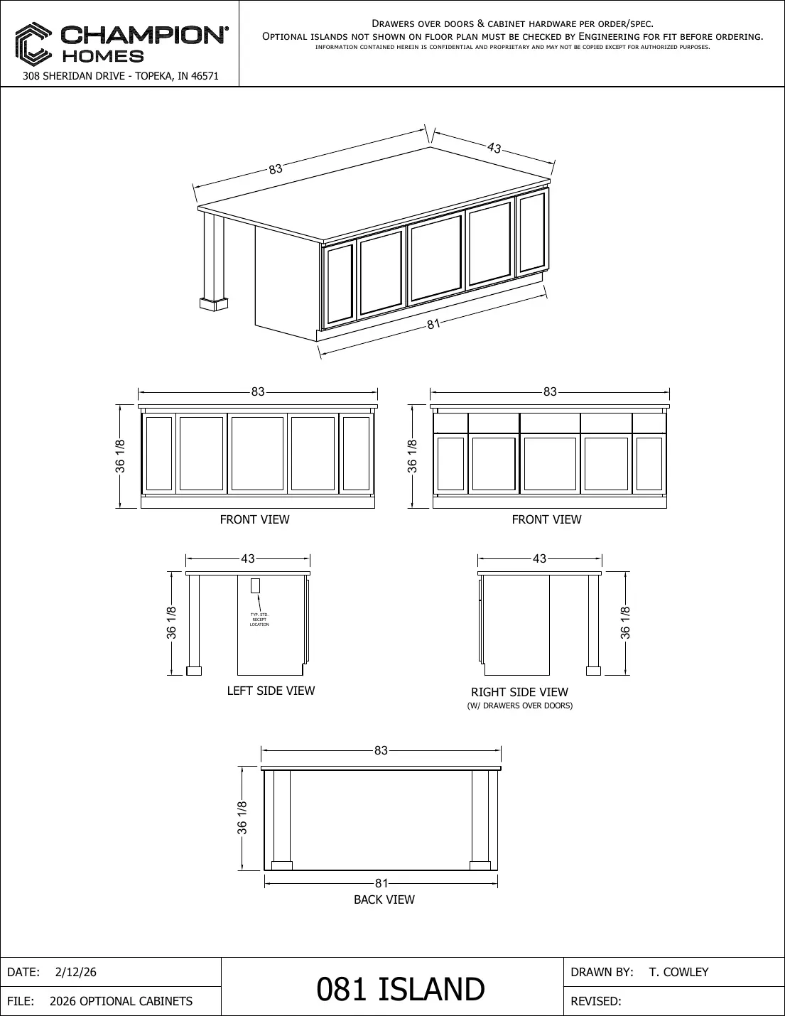 Click to enlarge Kitchen islands β Champion factory drawing 4 of 6