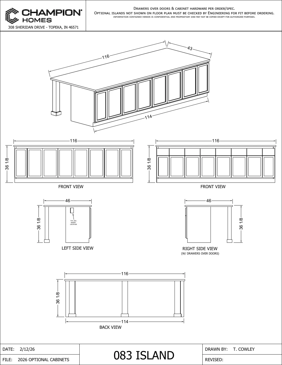 Click to enlarge Kitchen islands β Champion factory drawing 5 of 6