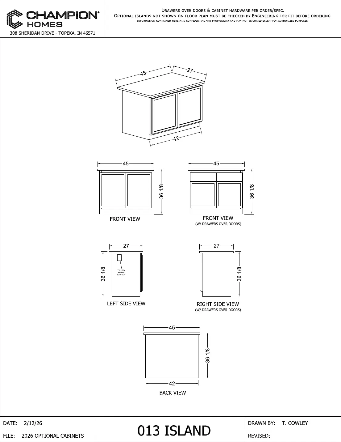 Click to enlarge Kitchen islands β Champion factory drawing 6 of 6