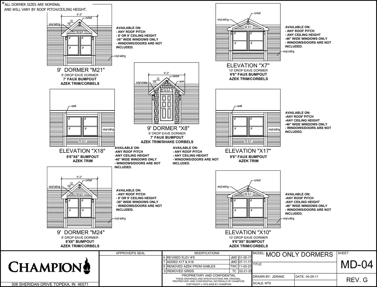 Click to enlarge Modular exteriors β Champion factory drawing 4 of 5