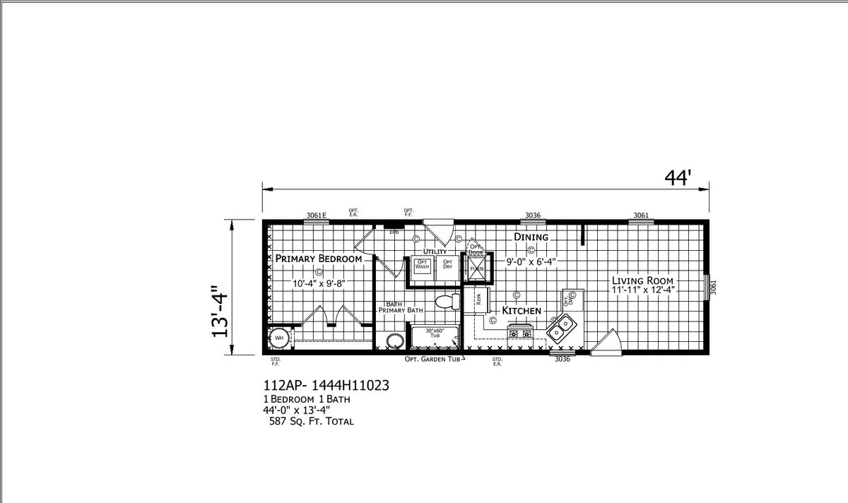 Click to enlarge Paramount 1444H11023 Single Wide — floor plan
