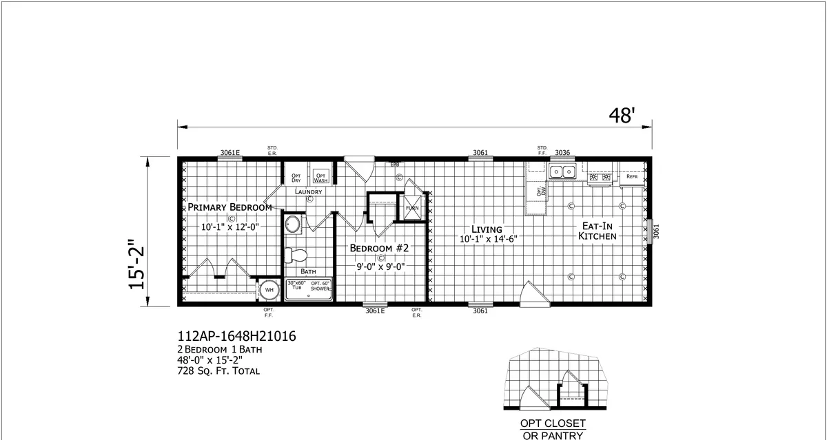 Click to enlarge Paramount 1648H21016 Single Wide — floor plan
