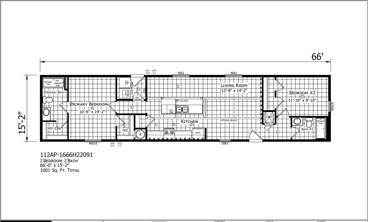 Paramount 1666H22091 Single Wide — floor plan