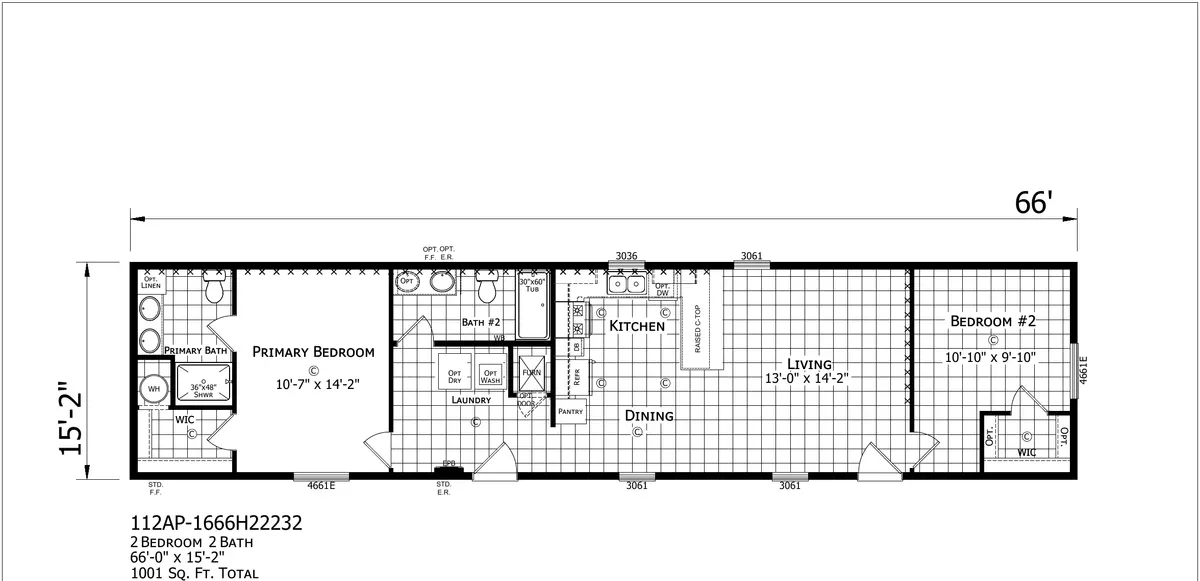 Click to enlarge Paramount 1666H22232 Single Wide — floor plan