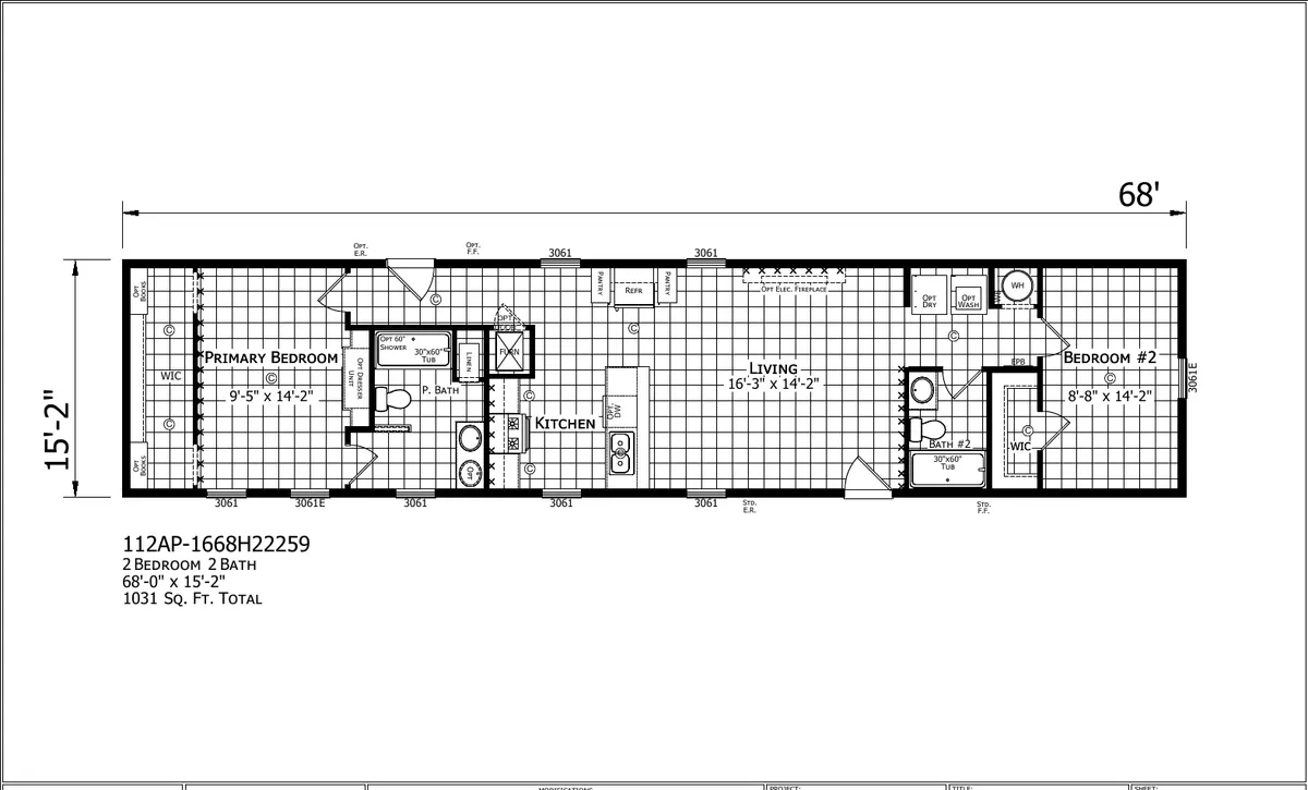 Paramount 1668H22259 Single Wide — floor plan