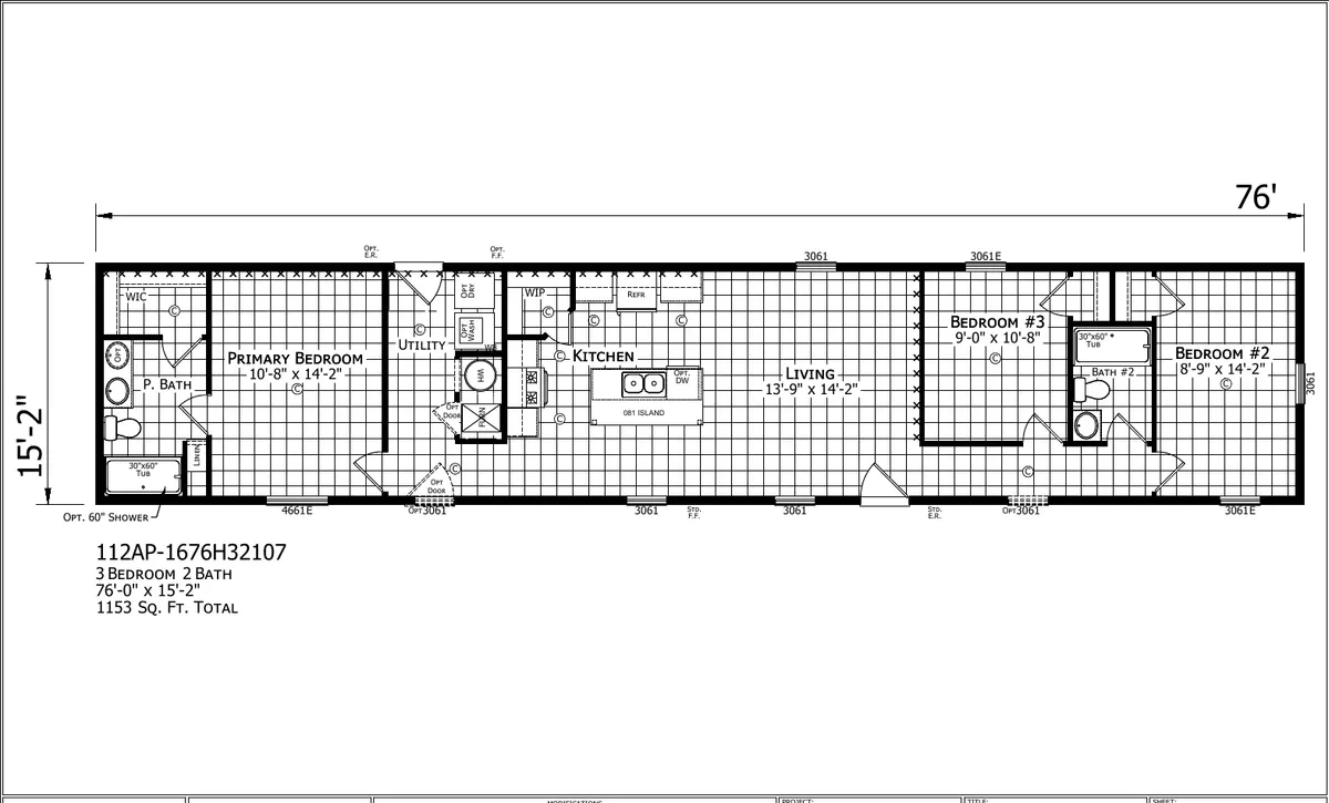 Click to enlarge Paramount 1676H32107 Single Wide — floor plan
