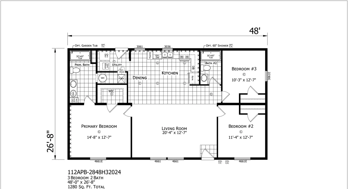 Click to enlarge Monroe Double Wide — floor plan
