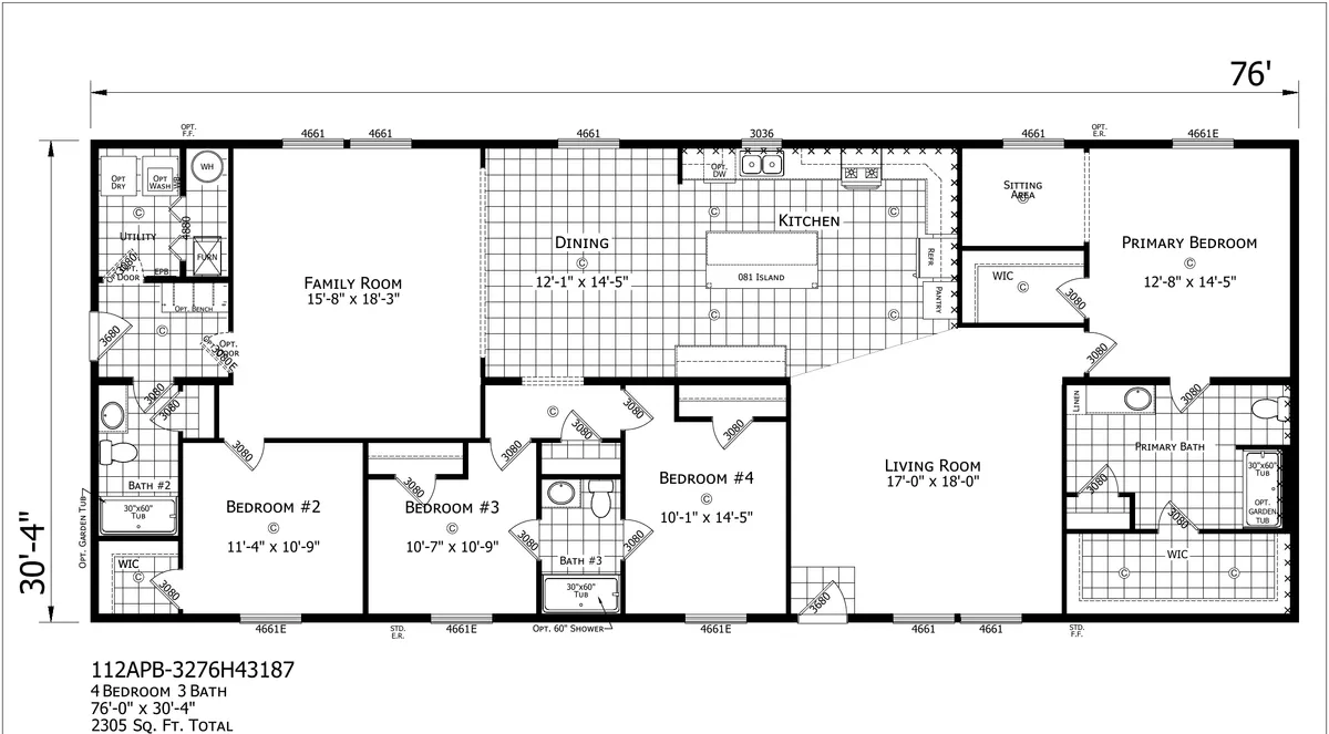Click to enlarge Red Cedar Double Wide — floor plan