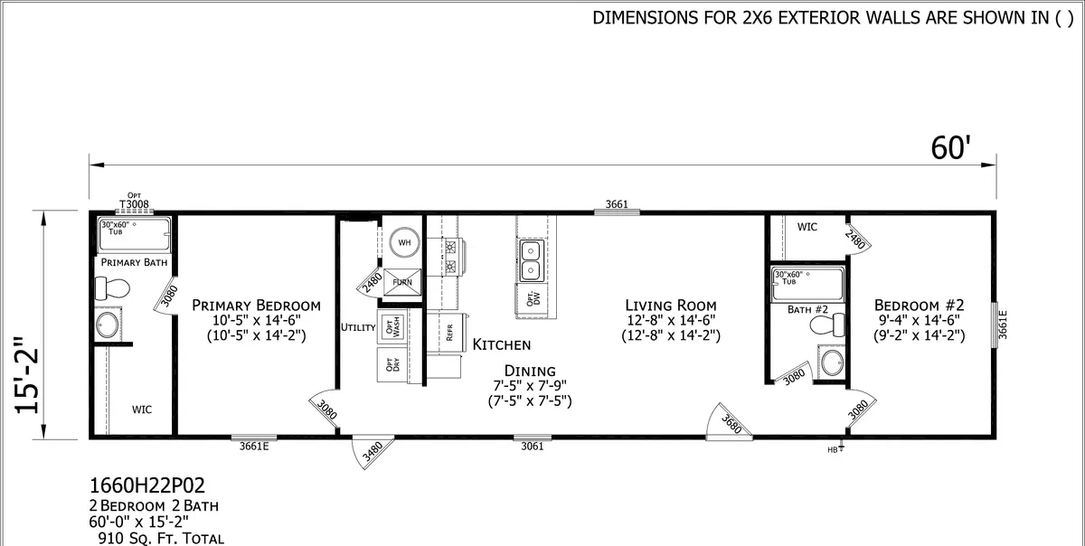 Click to enlarge Spire 2-Bedroom II Single Wide — floor plan